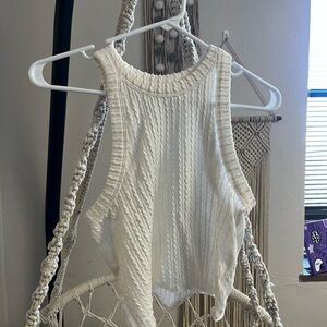 White Sleeveless Knit Top